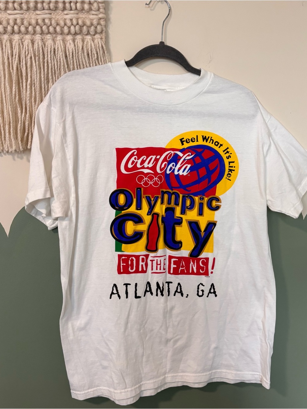 Vintage 1996 Coca Cola White Olympic City Atlanta, GA Graphic T-Shirt